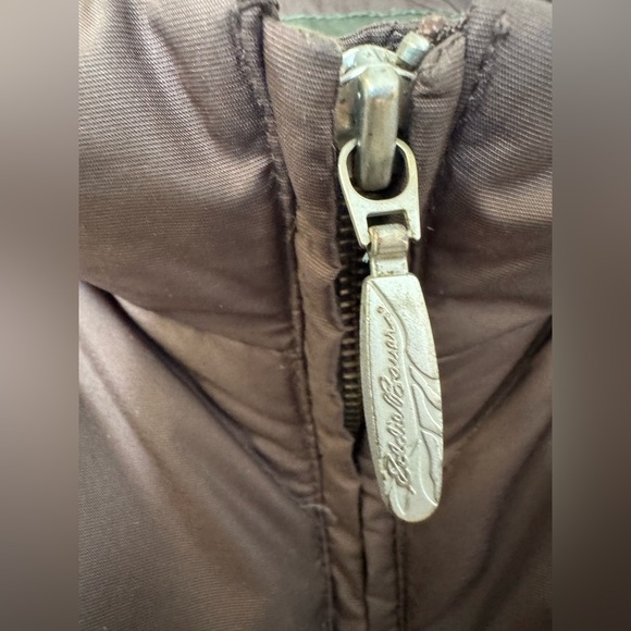 Eddie Bauer Premium Goosedown Quilted Vest Womens L. Brown Zip Mock Neck - Picture 10 of 16